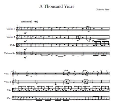 A Thousand Years Christina Perri string quartet