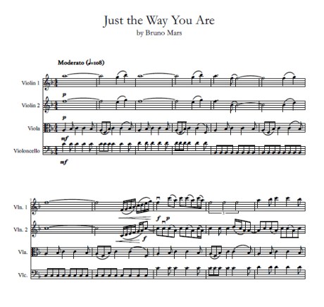Just the Way You Are Bruno Mars string quartet